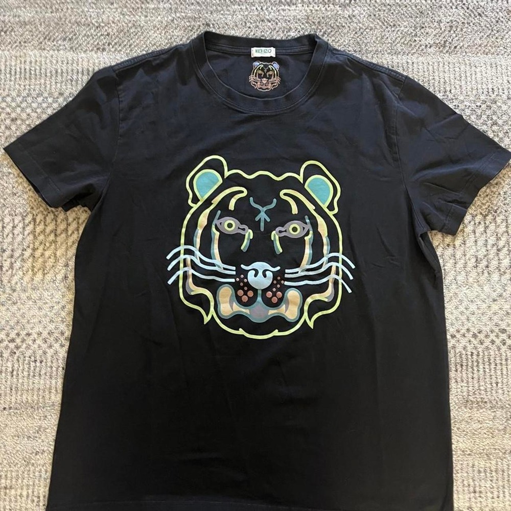 Kenzo black k-tiger graphic tee cotton stretch breathable streetwear